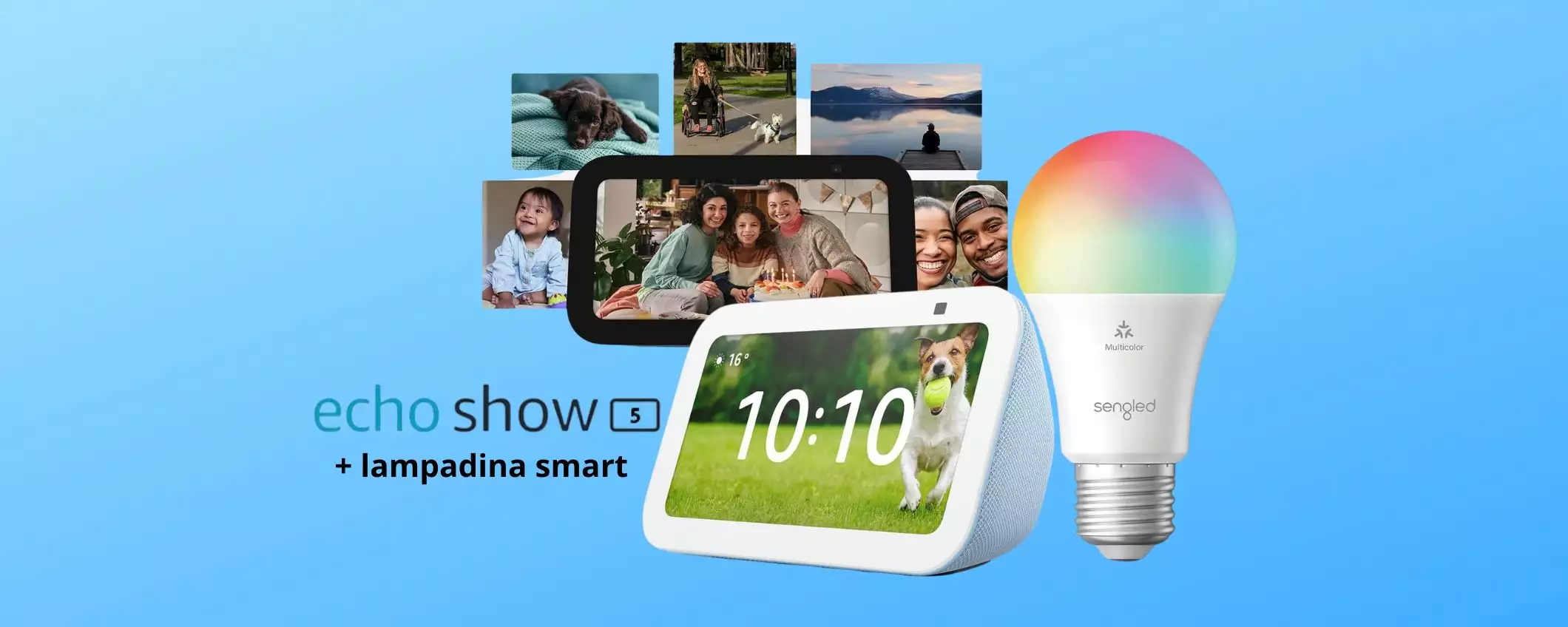 Echo Show 5 + Lampadina smart colorata: il kit base per casa intelligente