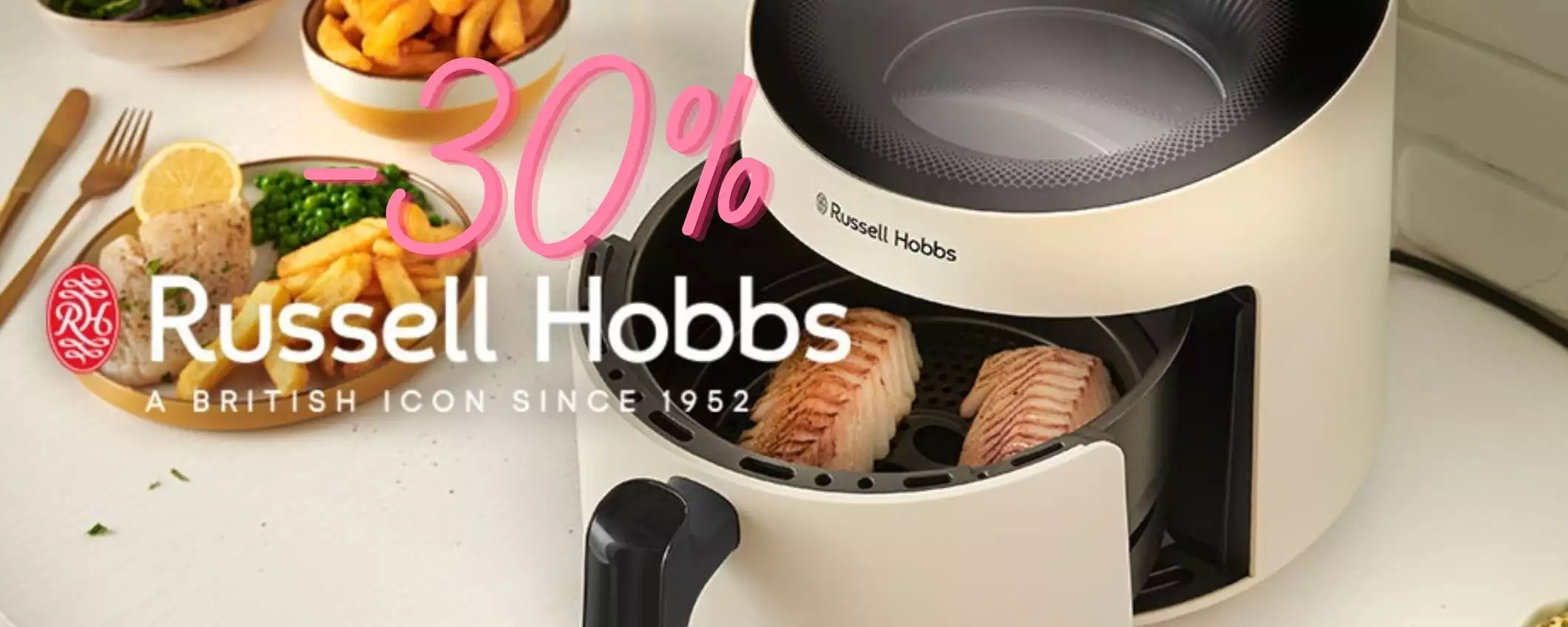 Friggitrice ad aria panoramica Russell Hobbs da 5L e 10 programmi (-30%)