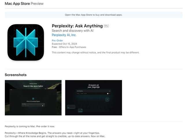 mac app store preview perplexity