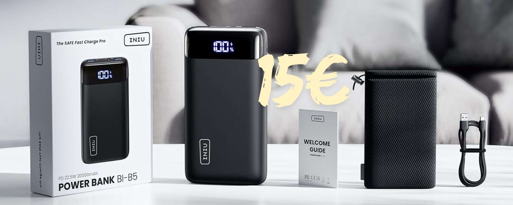 Power Bank da 20000mAh con ricarica rapida fino a 3 device in doppio sconto