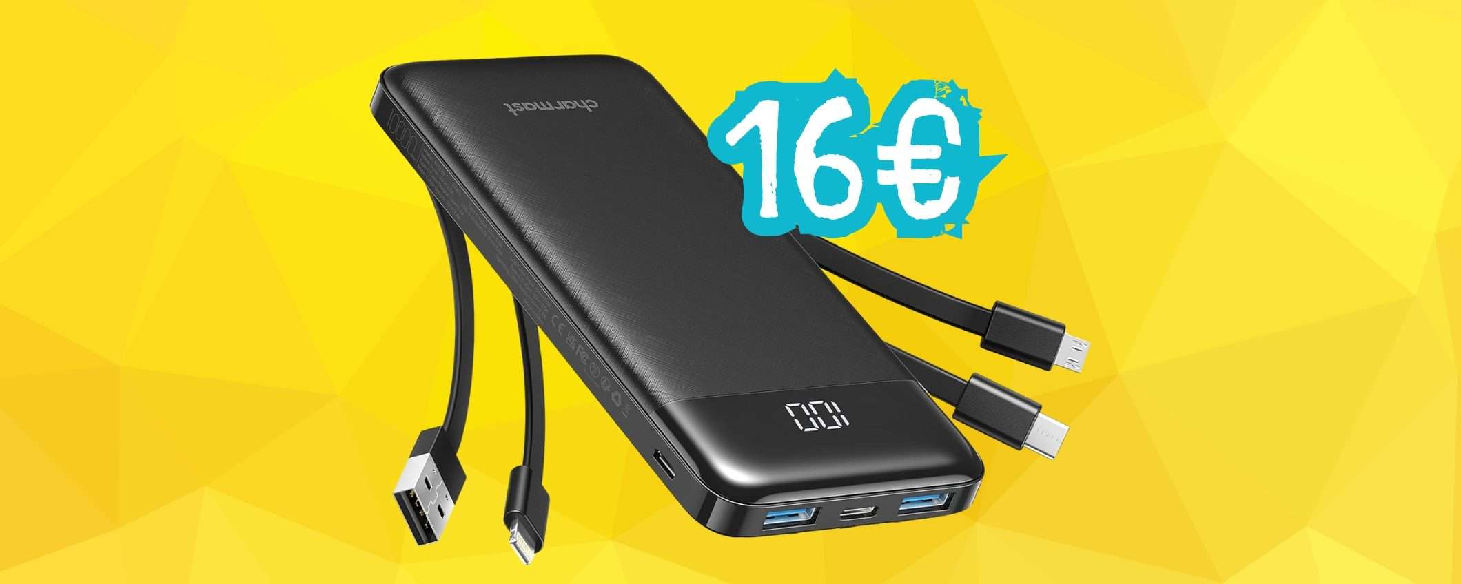 Power Bank potentissimo che ricarica di tutto e ha 4 cavi integrati