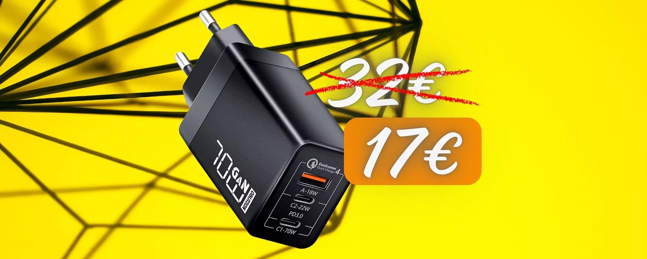 Triplo sconto folle su questo caricatore USB da 70W con 3 uscite