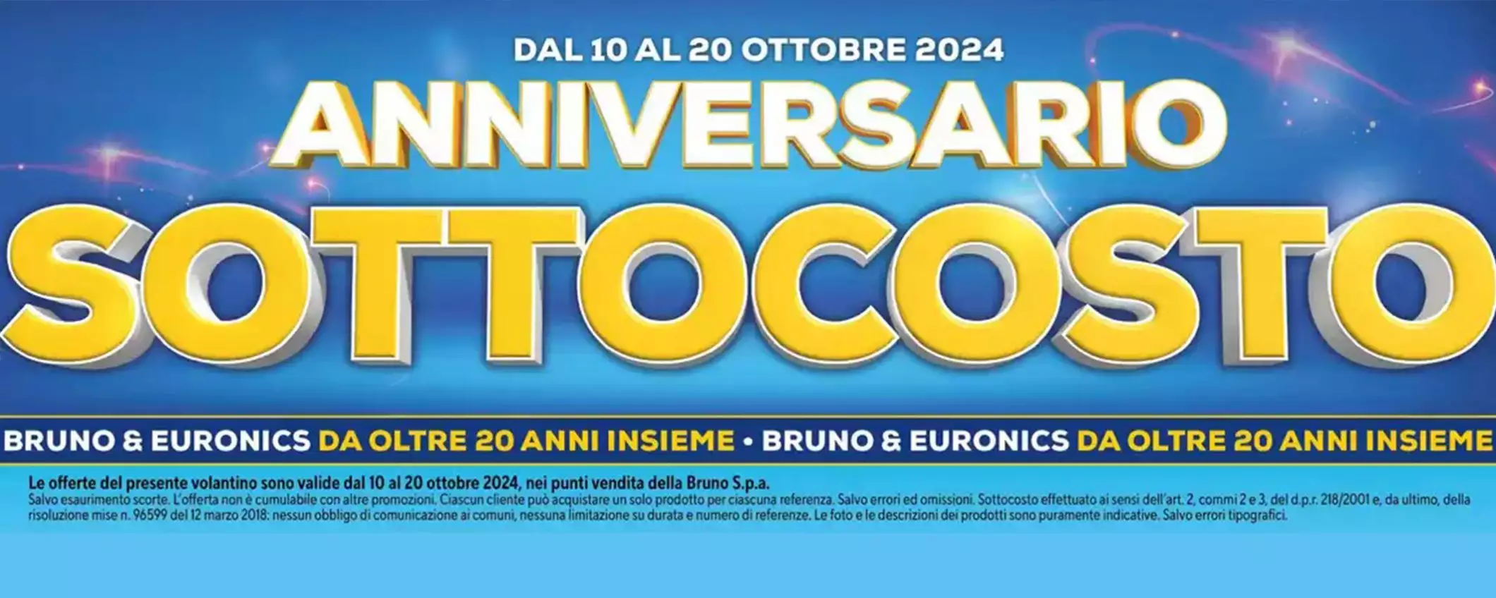 Volantino Euronics: sottocosto e tasso zero per l'anniversario della catena