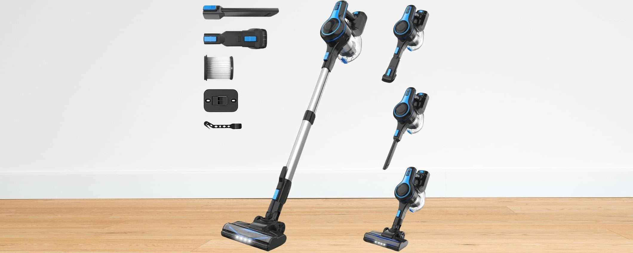 Aspirapolvere senza fili POTENTE e VERSATILE: sconto maxi su Amazon (-76%)