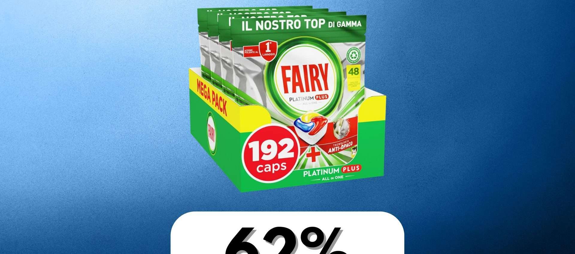 Pastiglie lavastoviglie Fairy Platinum Plus: prezzo giù del 61%, a corri a fare scorta