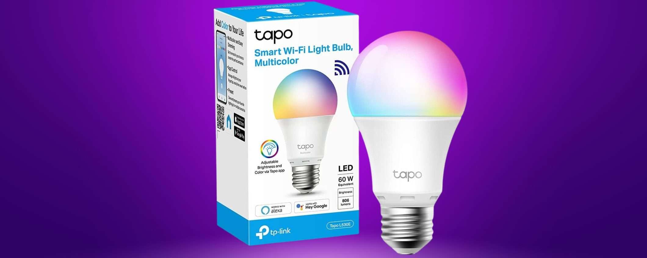 Lampadina smart E27 TP-Link in offerta a meno di 10 euro: -33% su Amazon