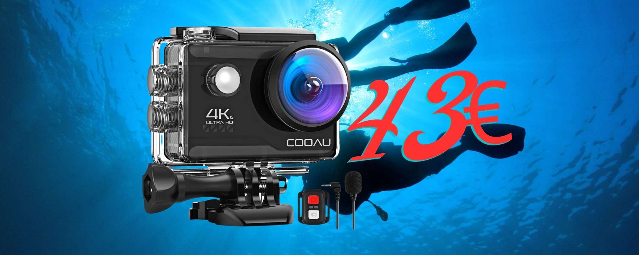 Action Cam HD 4K con cover impermeabile fino a 40m (doppio sconto)