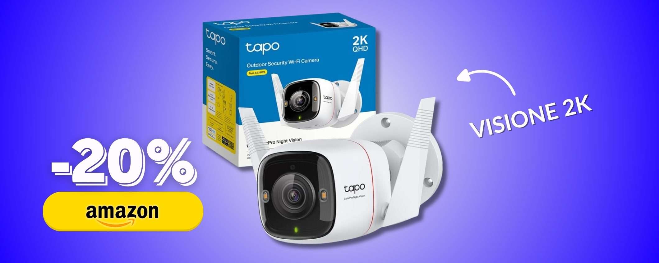 Telecamera WiFi 79€ da esterno con visione notturna a colori TP LINK