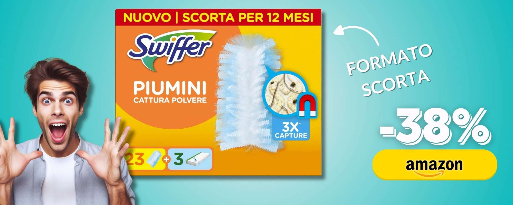 Formato scorta Swiffer: 23+3 per eliminare la polvere a prezzo disintegrato