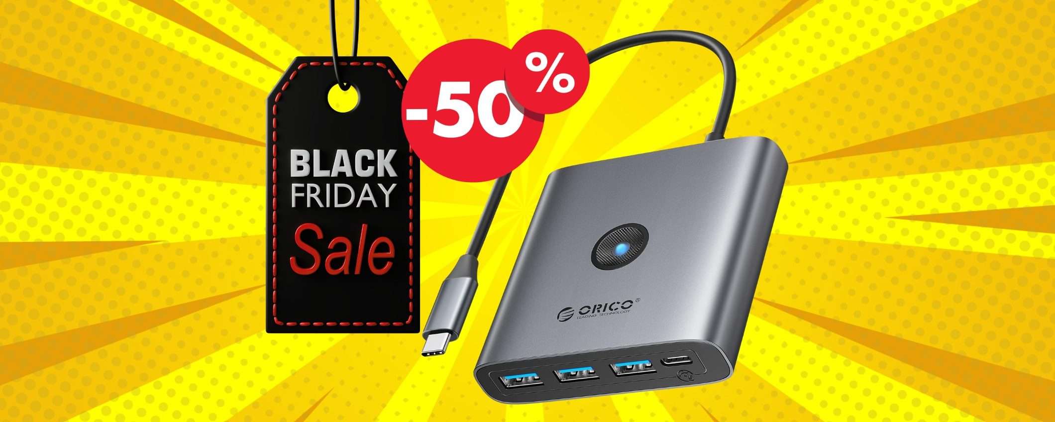 Hub USB 6 in 1 in sconto del 50% nella settimana del Black Friday