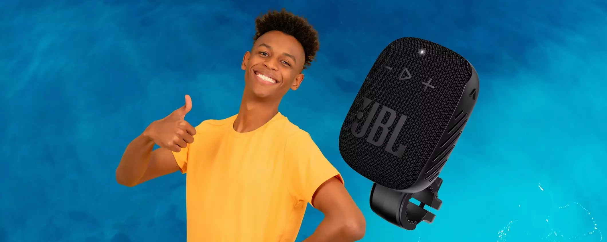 JBL Box Wind 3S: mini cassa Bluetooth con clip (IP67) e 5h di audio (-41%)