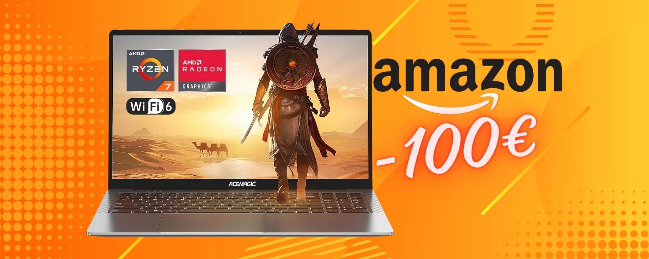 Notebook con AMD Ryzen 7, RAM 16GB e SSD 512GB oggi a 100€ in meno