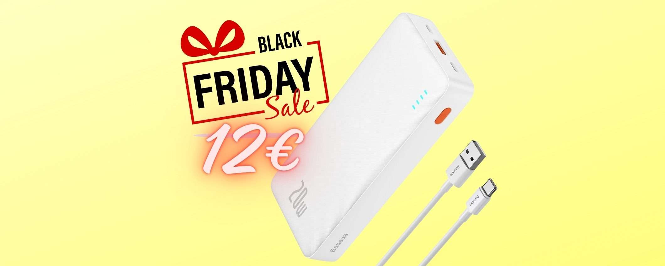 Power Bank da 20000mAh con ricarica rapida da 20W e 2 uscite tuo a 12€