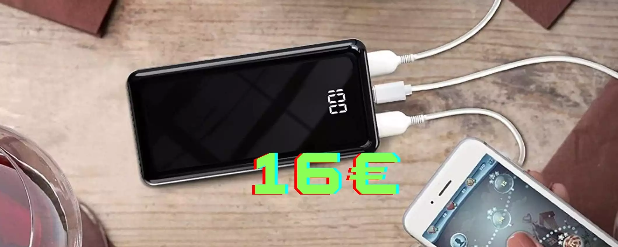 Power Bank da 24000mAh e 3 uscite in doppio sconto (solo 16€)