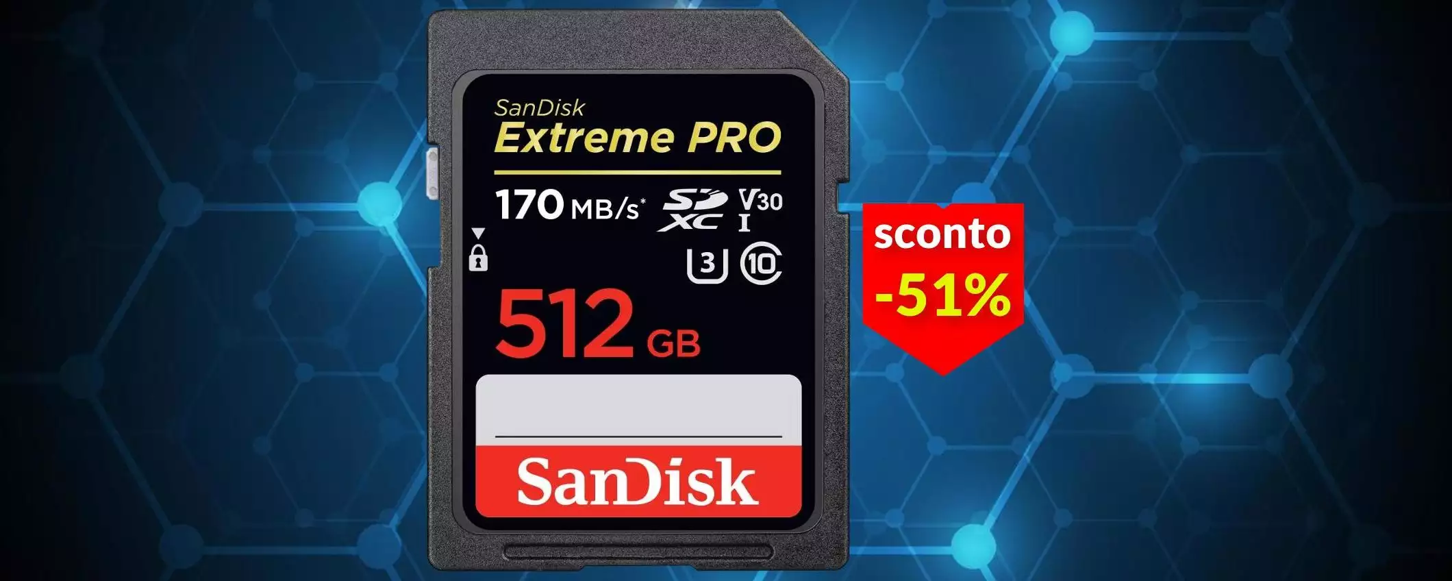 Scheda SD 512GB: SanDisk ti fa un regalo immenso e dimezza il prezzo