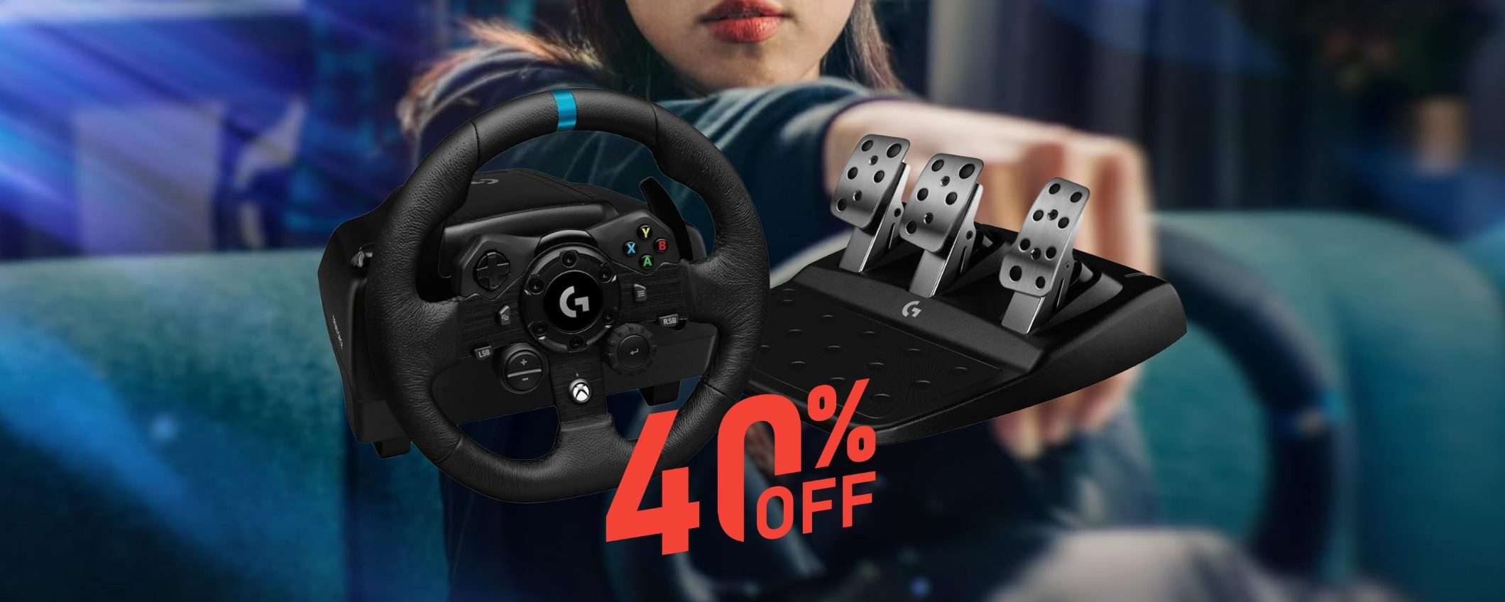 Volante e pedali Logitech G923 G per PC, PlayStation e Xbox al 40% in meno