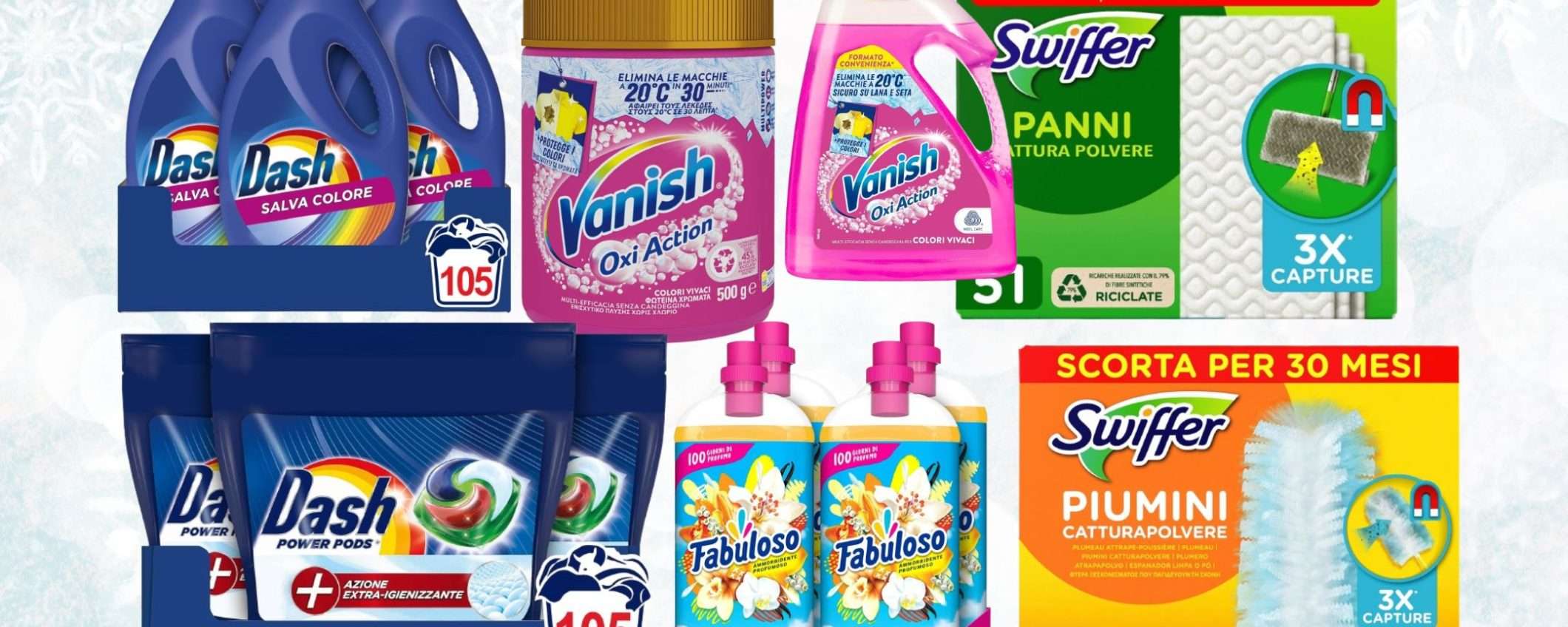 Swiffer, Vanish, Dash e altri: scorte in MEGA SCONTO su Amazon (da 3,99€)