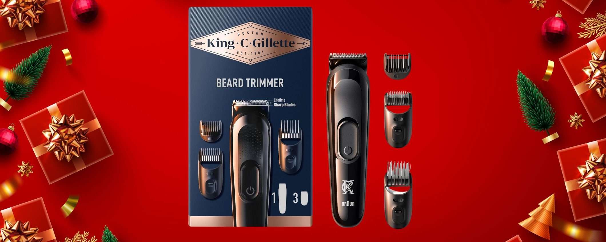 Regolabarba King Gillette: il kit in offerta (-30%) è il regalo di Natale per LUI perfetto