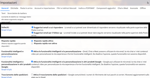 Solleciti e Gmail: ecco come attivarli