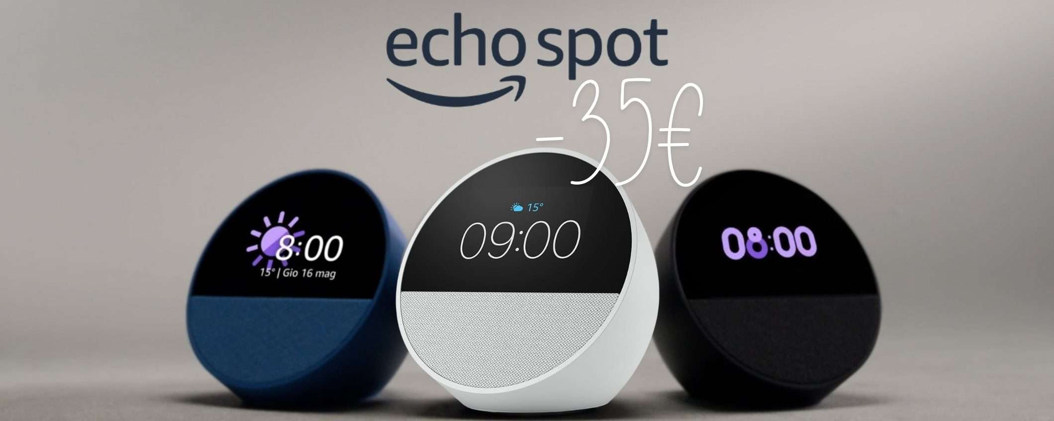 Amazon Echo Spot (modello 2024) in offerta a tempo scontato di 35€