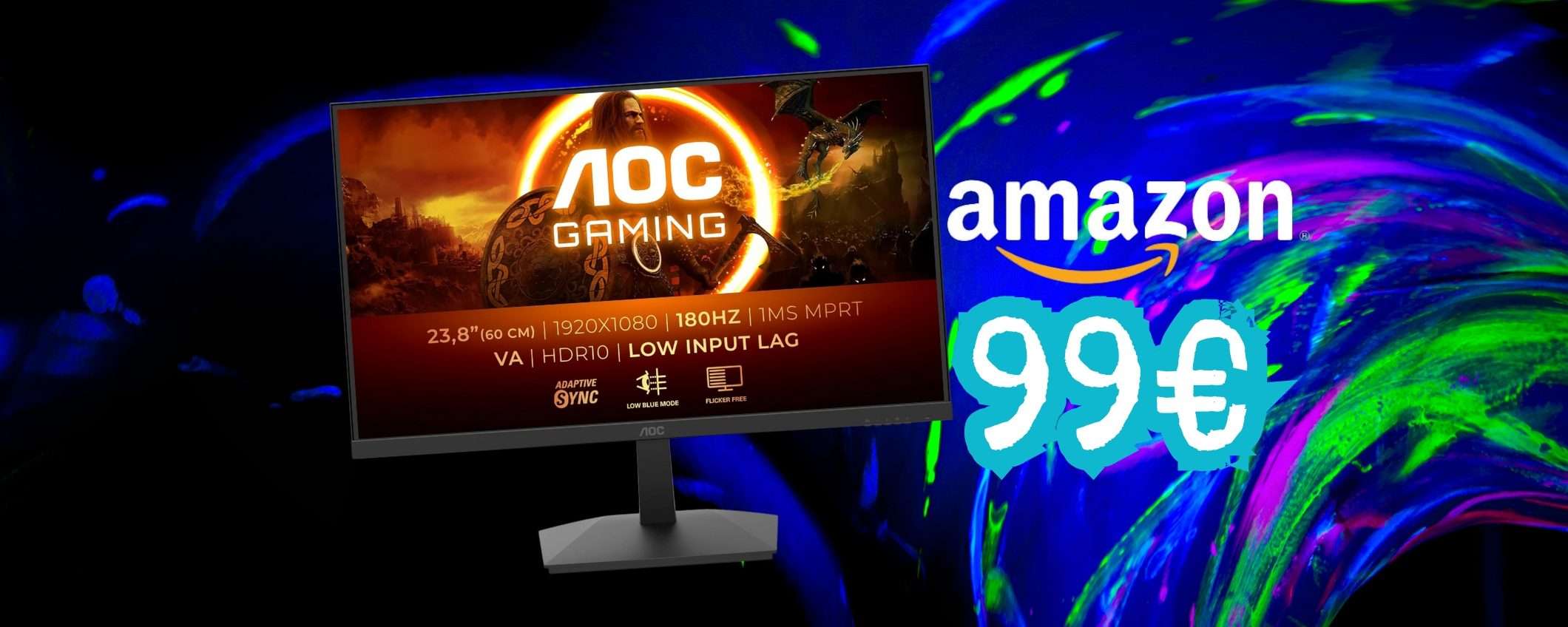 AOC Gaming: monitor FHD da 24 pollici e 180Hz a soli 99€