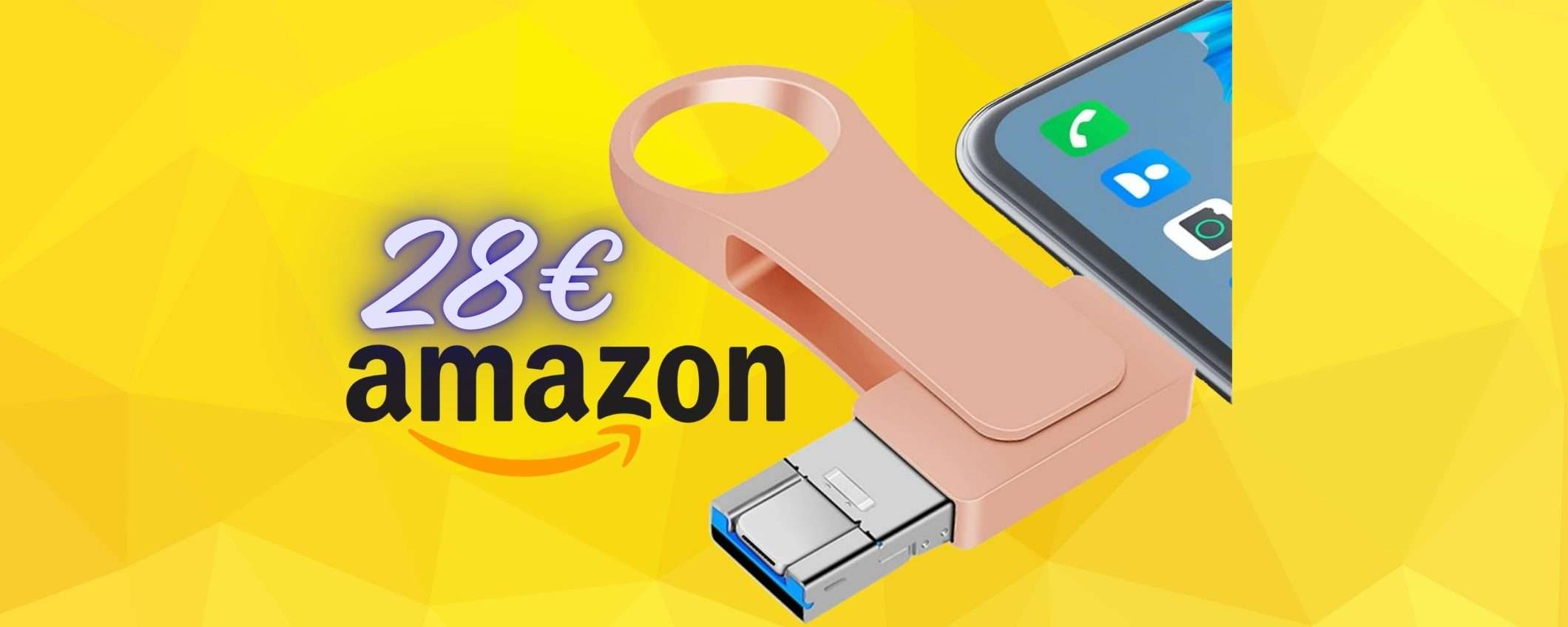 Chiavetta USB 4 in 1 da 512GB per trasferire file in modo veloce tua a 28€