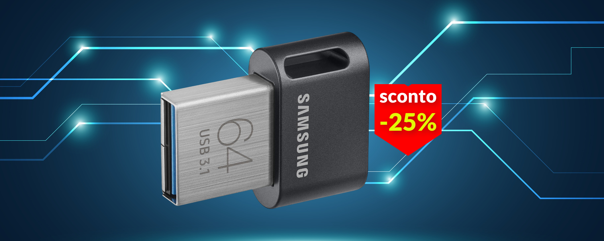 Chiavetta USB Samsung 64GB, compatta e velocissima: oggi a soli 14€