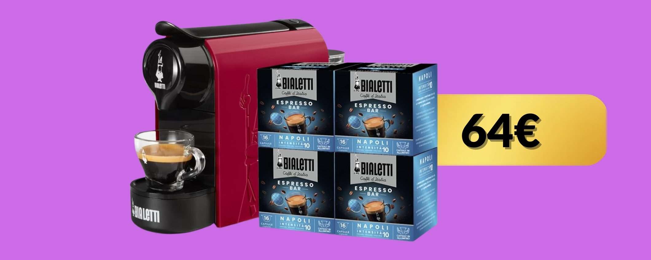 Bialetti Gioia + 64 capsule in regalo: prezzo da Natale su Amazon