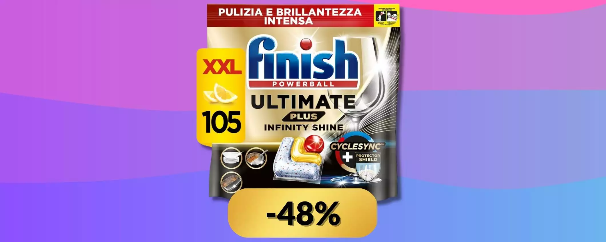 Finish Ultimate PLUS: elimina l'unto delle feste in un lavaggio (-48%)