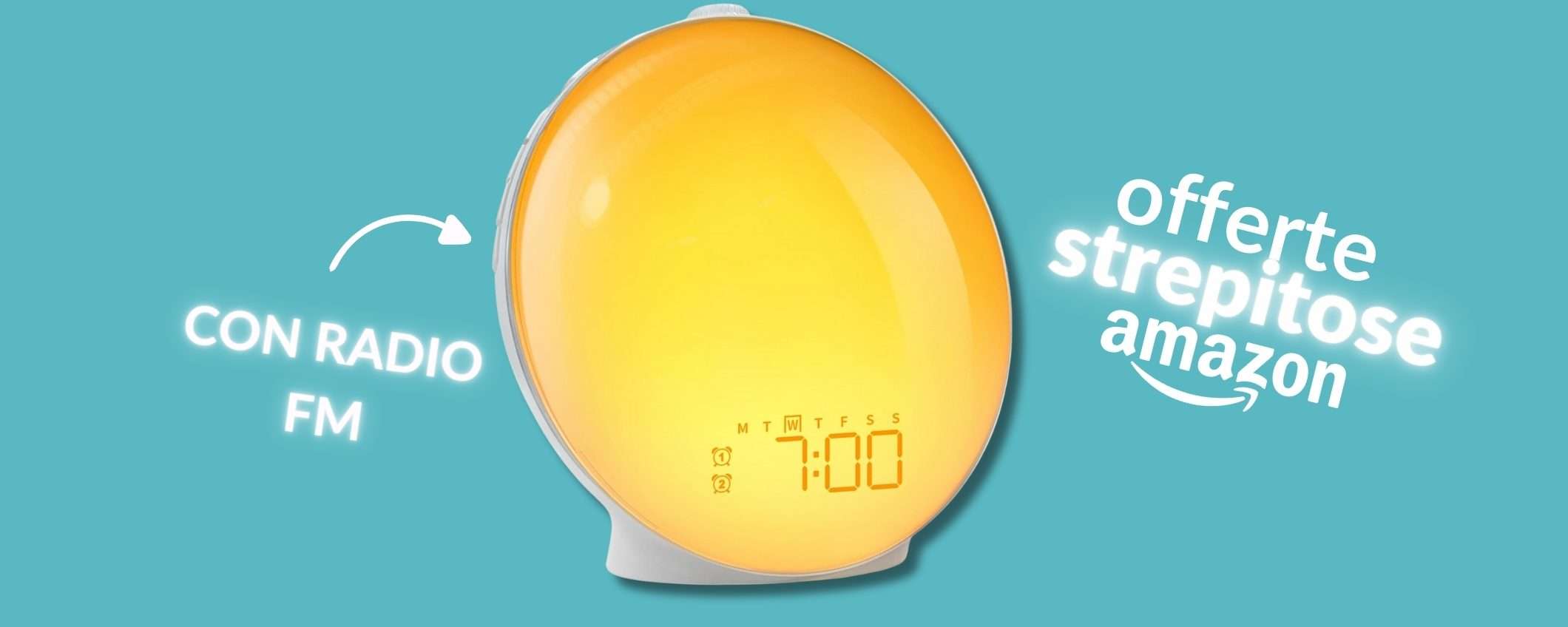 Un sole da comodino: sveglia digitale originalissima in offerta lampo