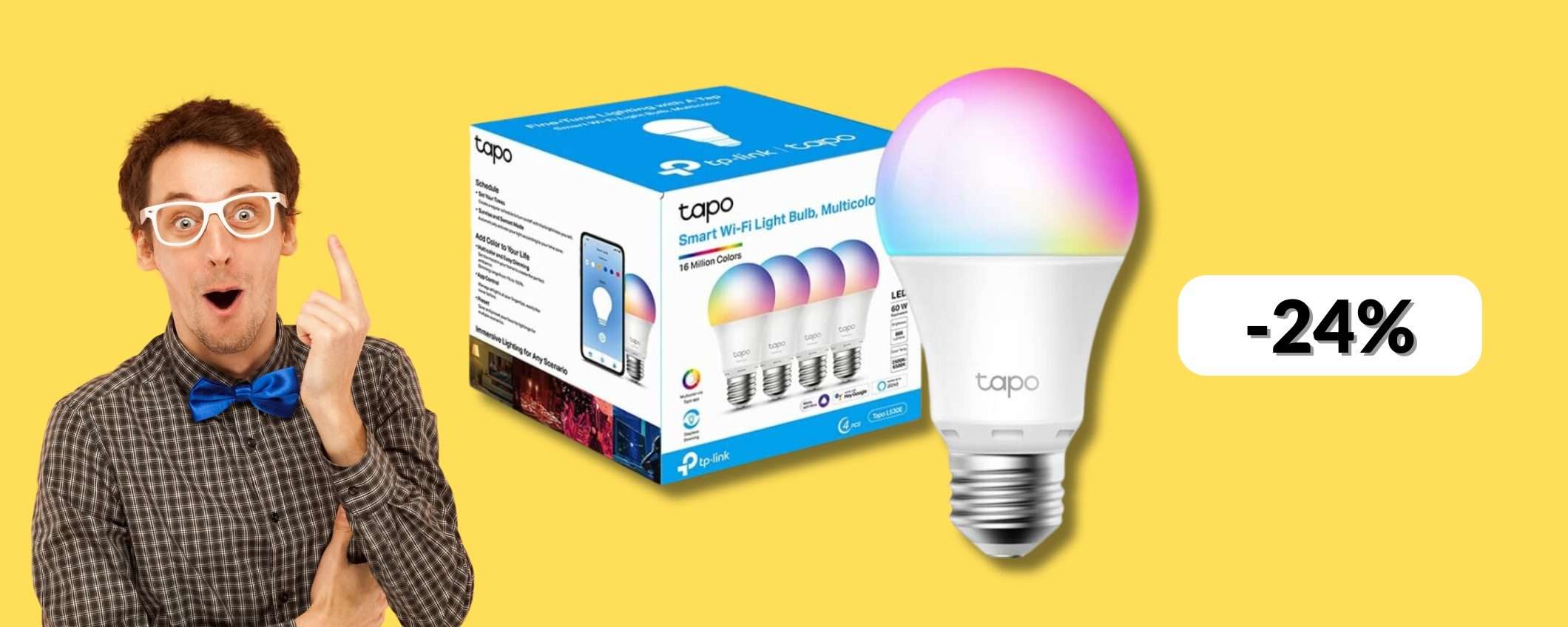 Lampadina LED smart: con lei crei 16 mila colori in casa (app, Alexa e Google)