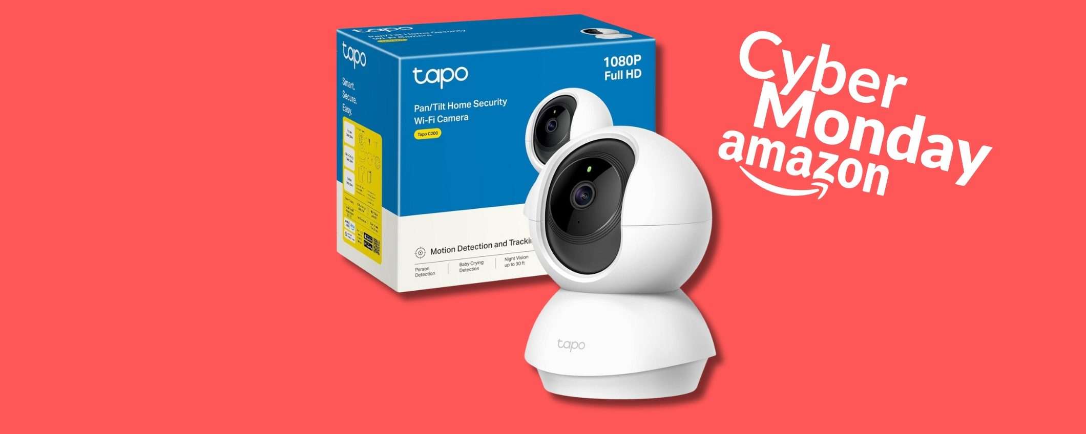 20€ per una telecamera WiFi FHD che ruota di 360°: una bomba su Amazon