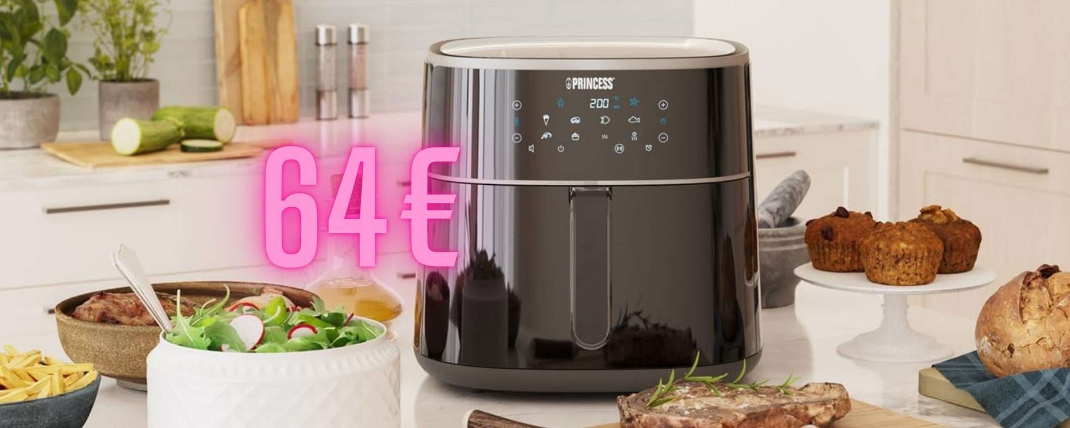 Friggitrice ad aria Princess da 8 litri e con 6 programmi a soli 64€