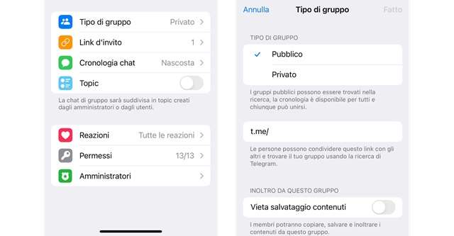 Telegram: gruppi e canali