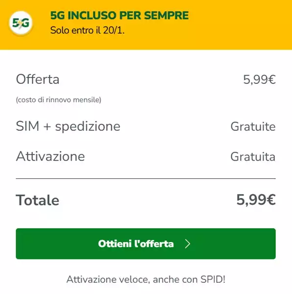 very mobile 5g offerta