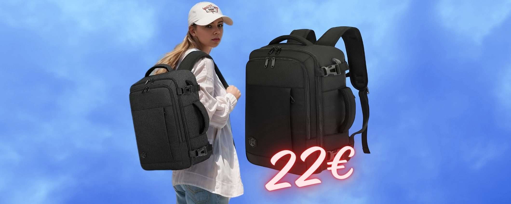 Zaino per viaggi aerei veramente low cost (non paghi il bagaglio) a soli 22€