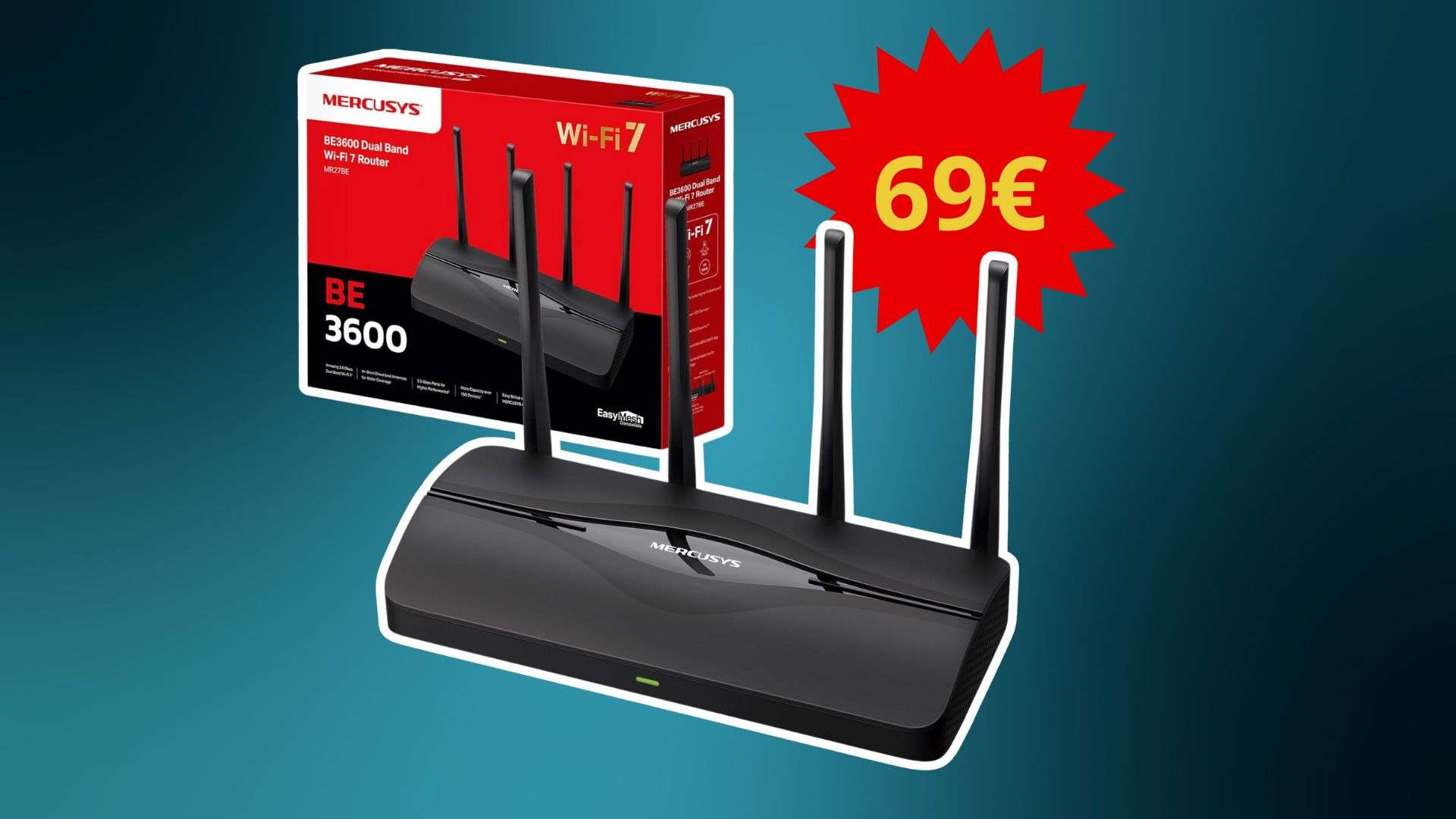 WiFi 7 a prezzo shock: il router Mercusys TP-Link MR27BE crolla a 69€