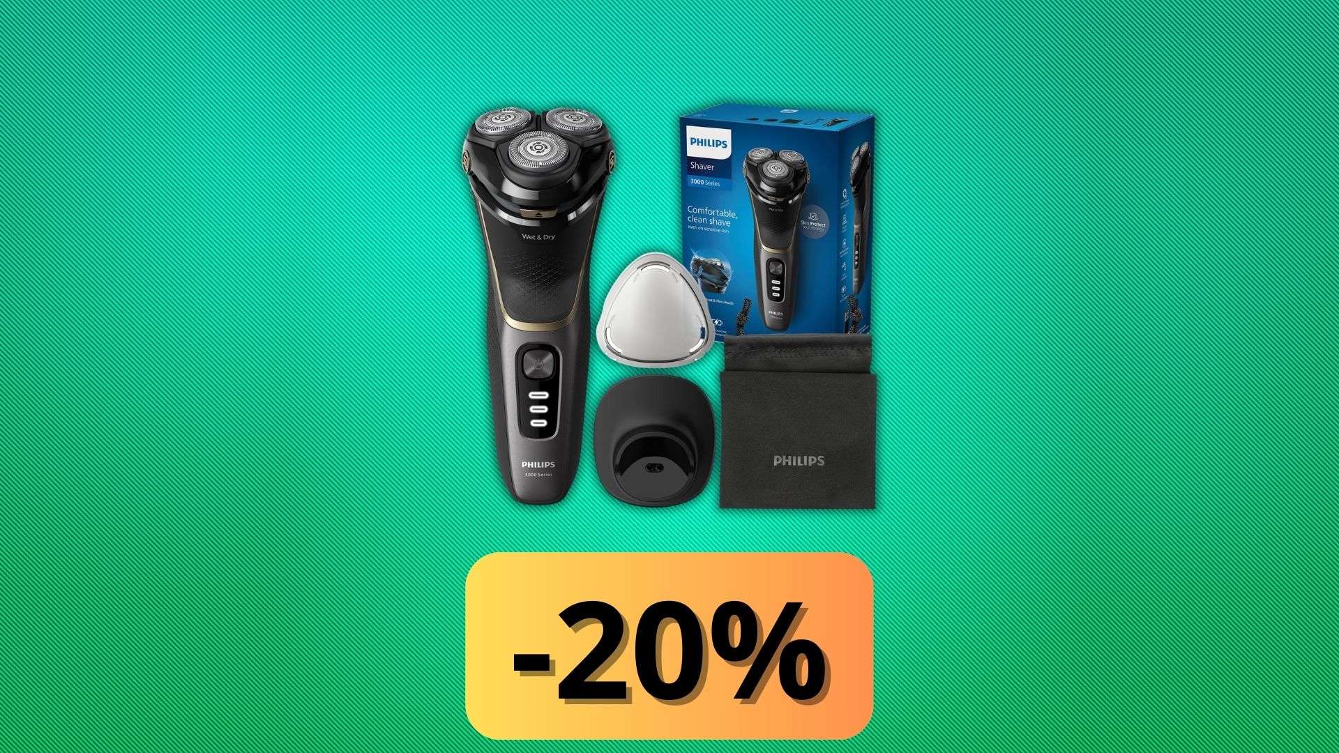 Sconto del 43% sul Philips serie 3000: rasatura perfetta, prezzo in picchiata