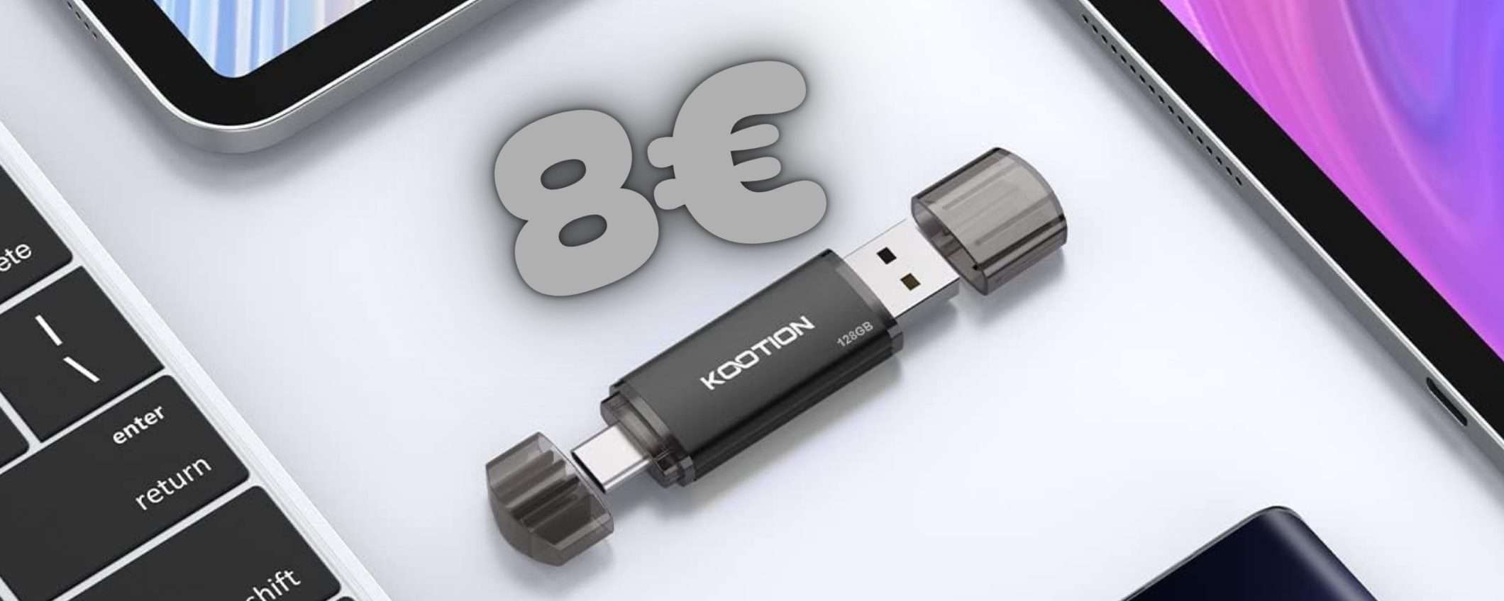 Chiavetta USB da 128GB per PC e dispositivi mobili a soli 8€