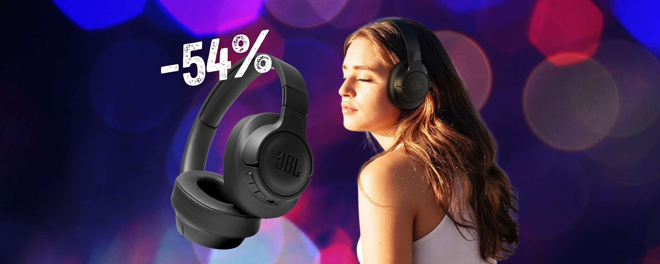 Con le cuffie wireless JBL TUNE 760NC ascolti la musica senza disturbi per 50 ore