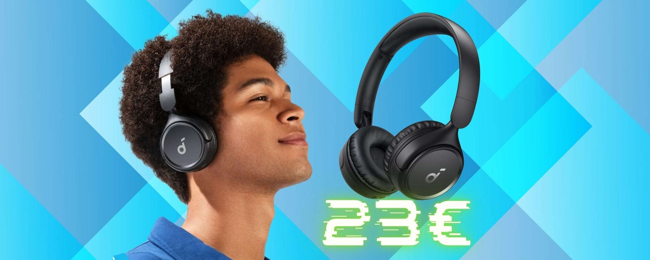 Cuffie Bluetooth leggere e comode, con audio da 70 ore (solo 23€)