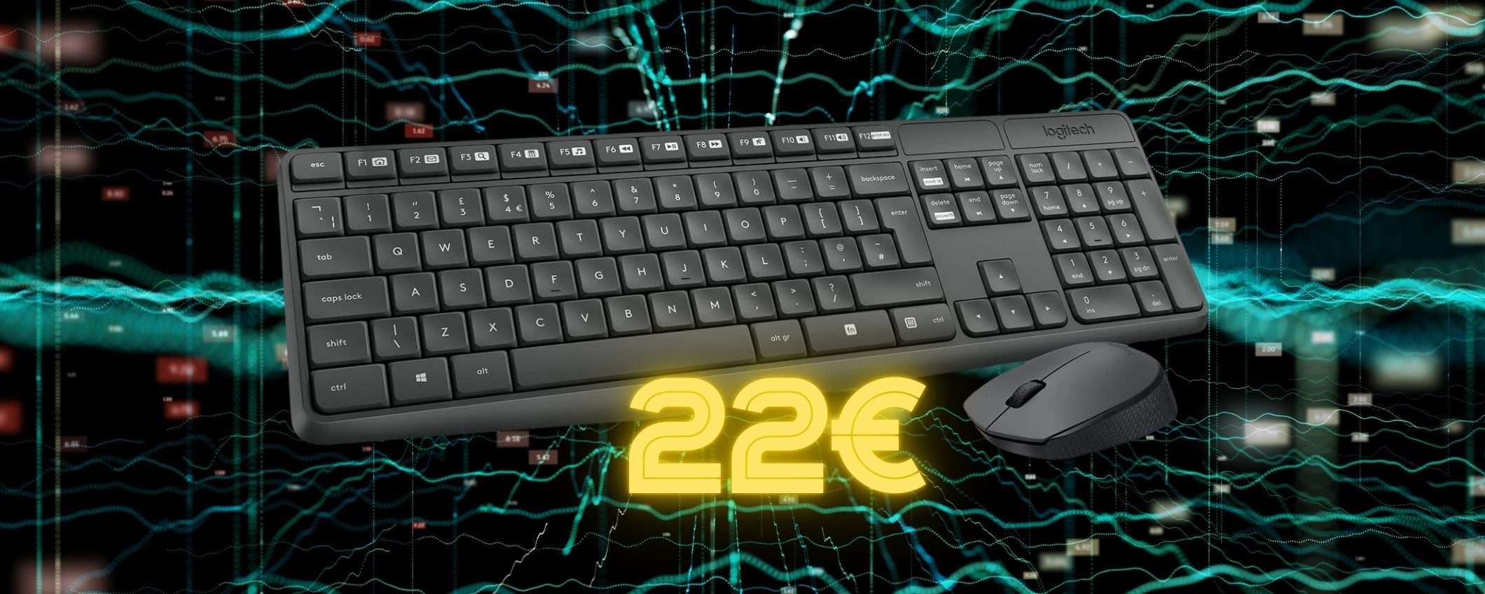 Logitech MK235: combo tastiera e mouse wireless con appena 22€