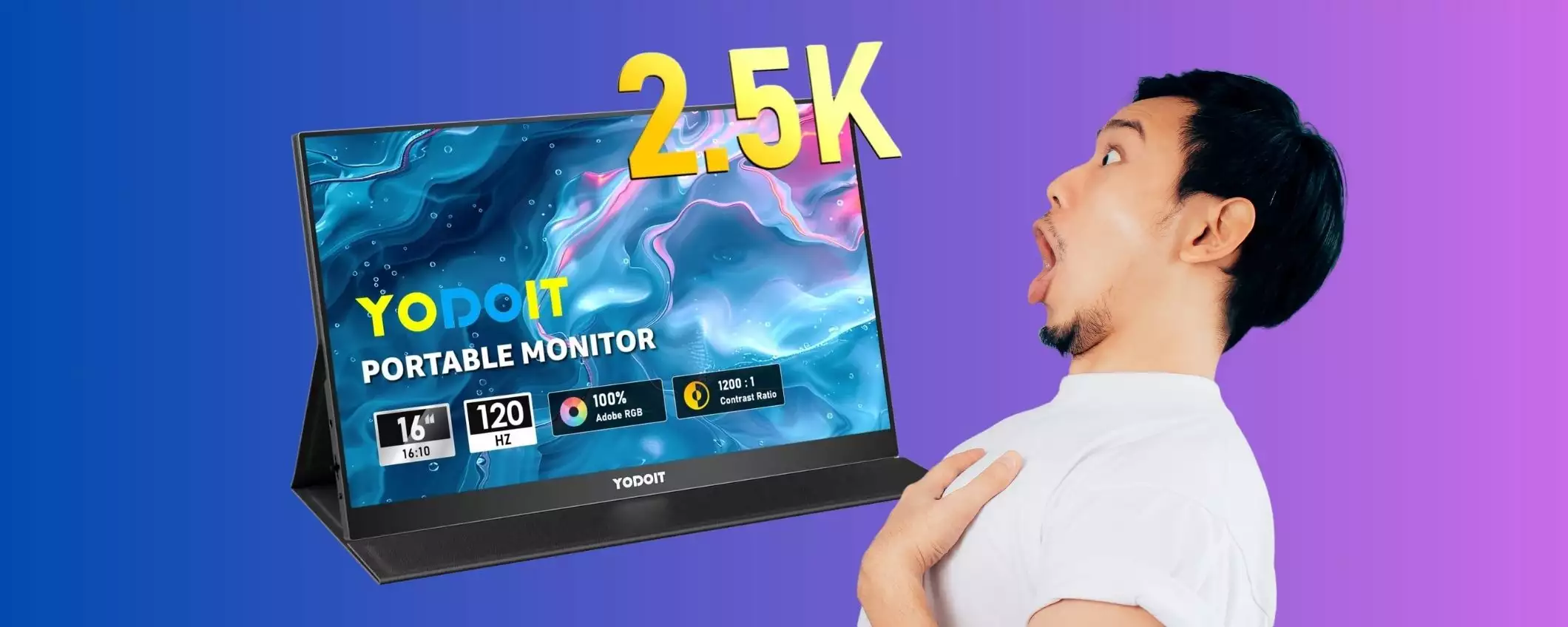 Monitor portatile da 16 pollici 2,5K QHD da 120 Hz in offerta a tempo