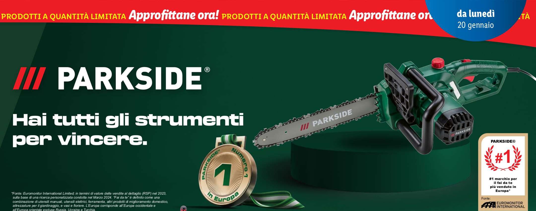 Volantino Lidl Parkside, tante offerte dedicate a set e accessori