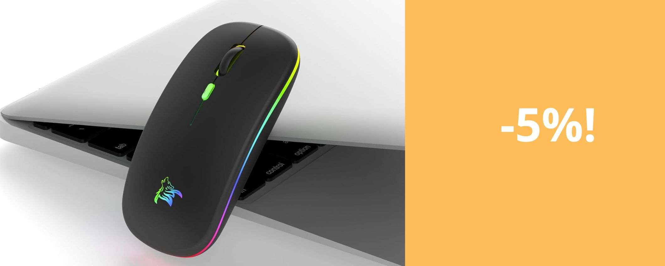 Mouse wireless ricaricabile ad un prezzo imbattibile: compatibile con laptop, PC e Mac