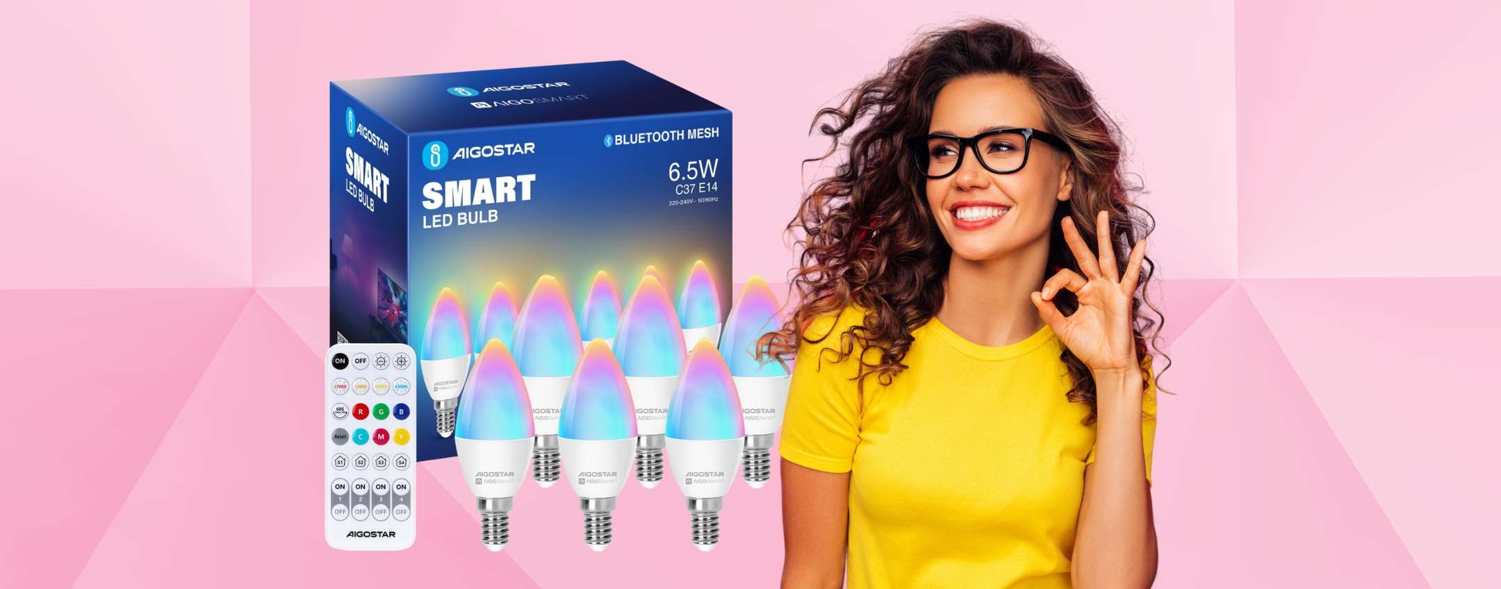 5 lampadine WiFi colorate (E14) compatibili con comandi vocali tue a 18€