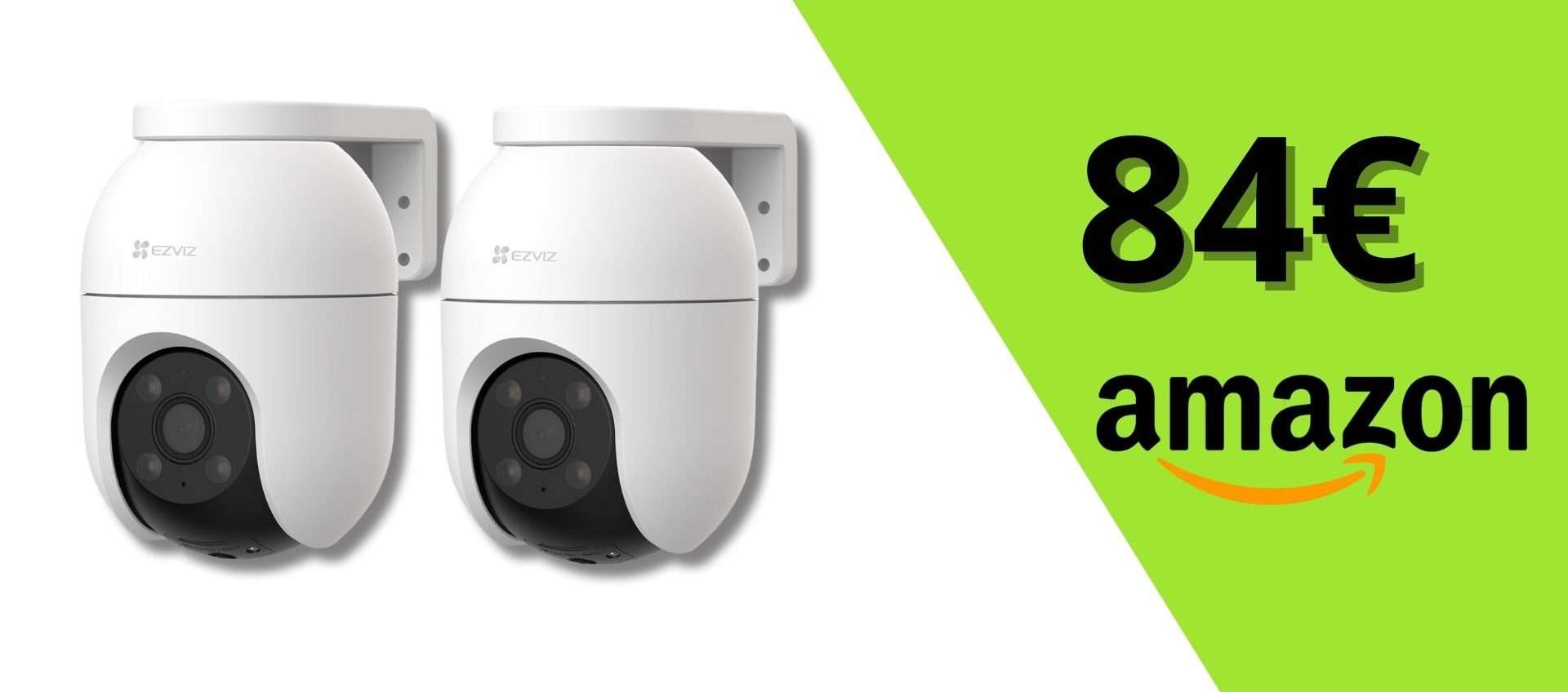 Ezviz 2 telecamere WiFi esterno a 84,99€: sicurezza panoramica 360° con EXTRA sconto