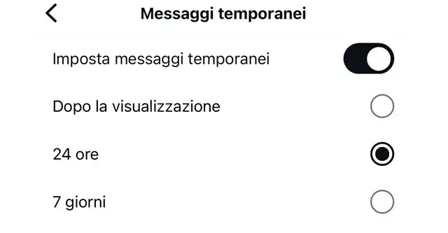 Gestire il timer dei messaggi temporanei