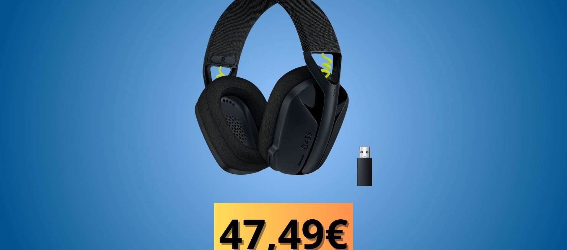 Logitech G435 Lightspeed: cuffie gaming wireless super leggere con maxi-sconto 46%