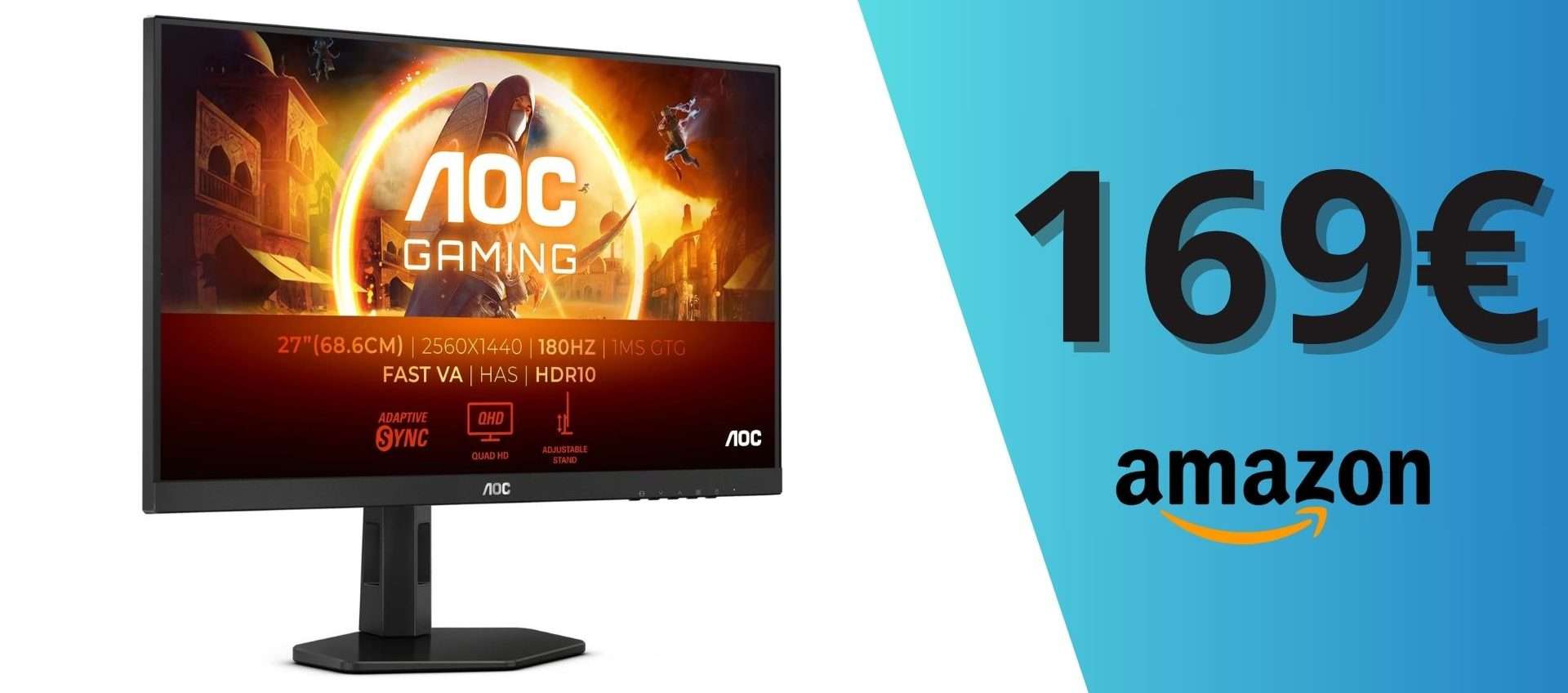 Monitor da gaming AOC in super offerta: QHD, HDR10 e 180Hz ad un prezzo interessante